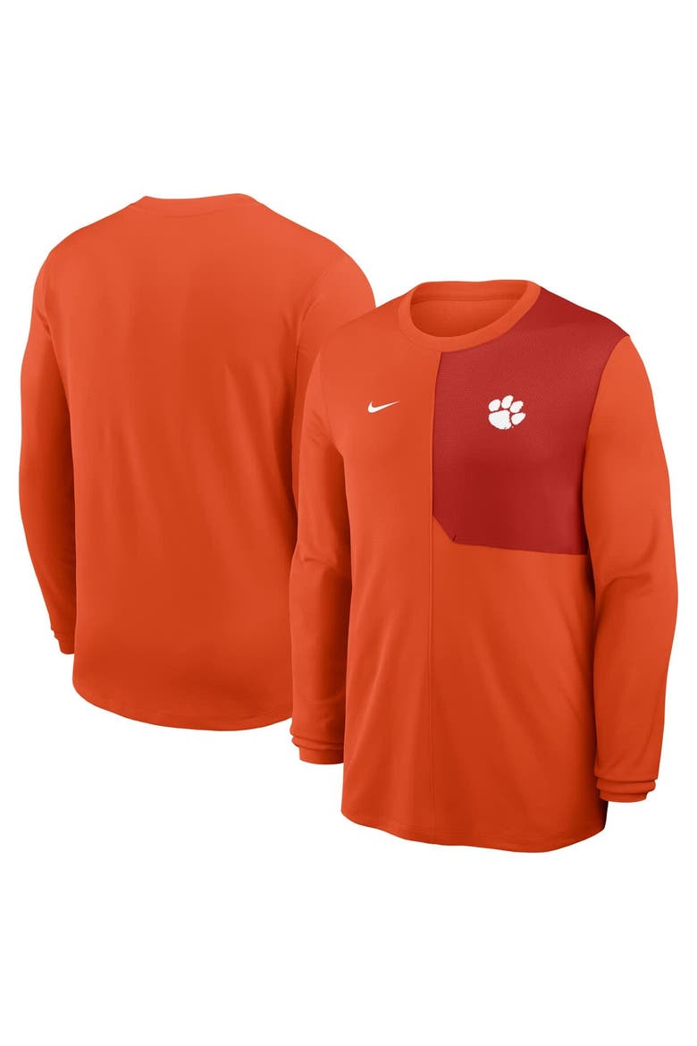 Men's Nike Orange Clemson Tigers 2025 Sideline Coach UV Performance Long Sleeve T-Shirt, Alternate, color, Orange