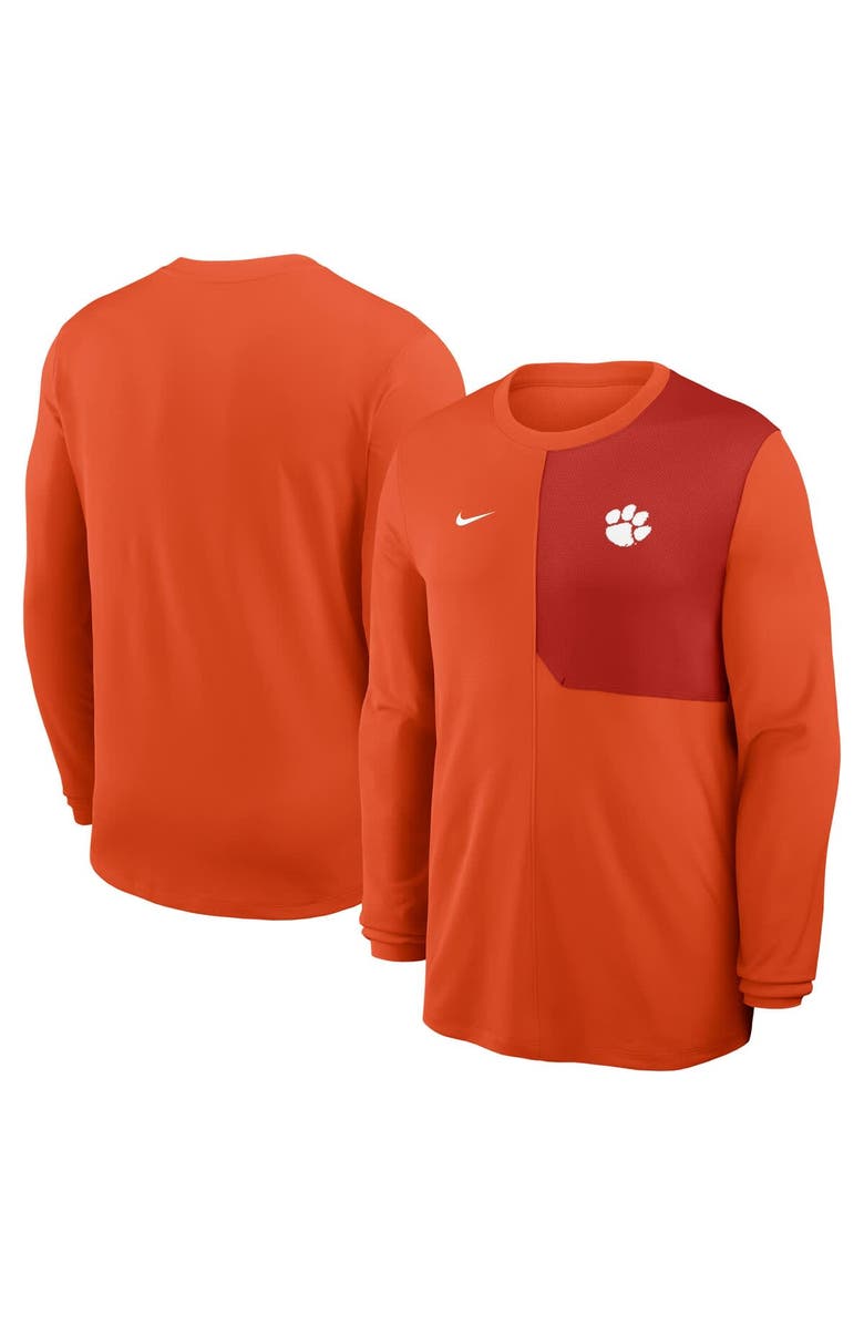 Nike Men's Nike Orange Clemson Tigers 2025 Sideline Coach UV Performance Long Sleeve T-Shirt, Alternate, color, Orange
