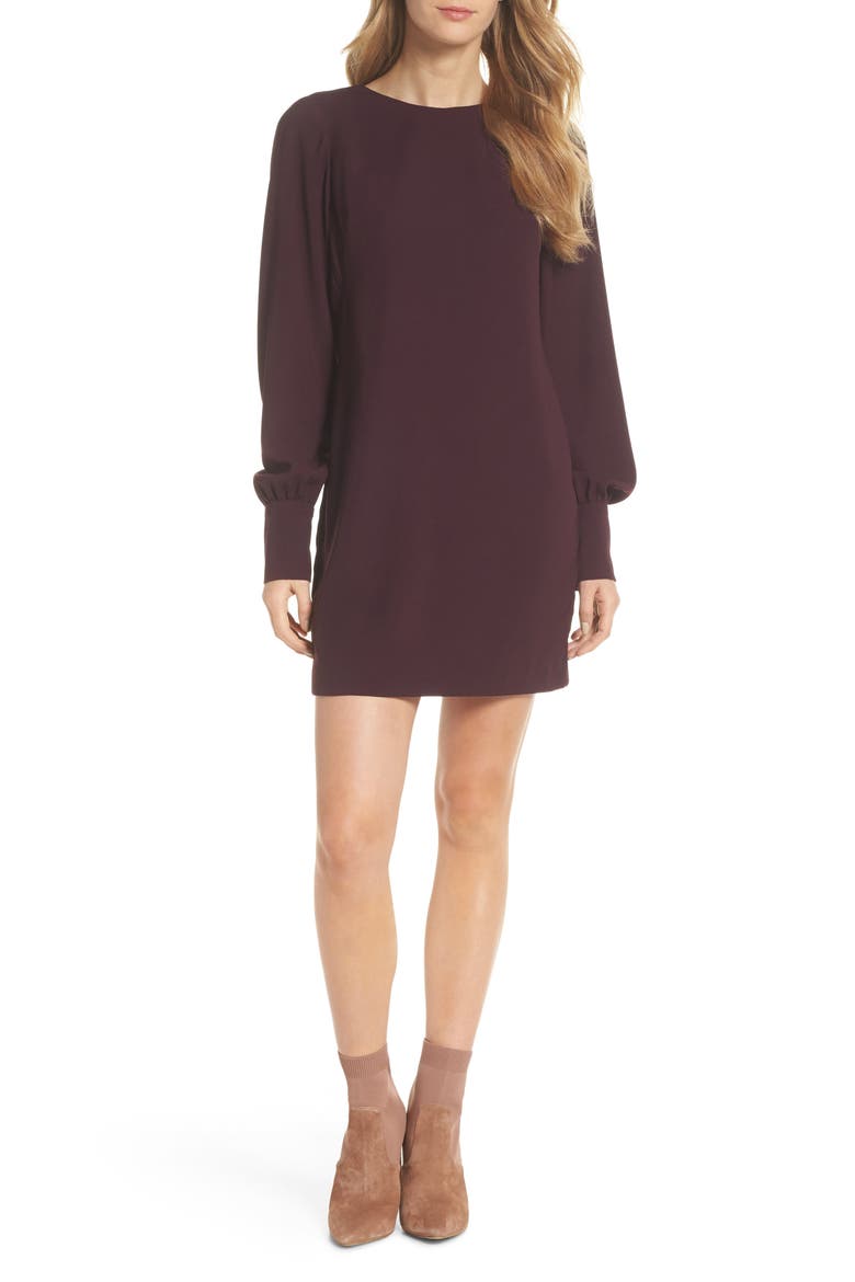 V-Back Shift Dress, Main, color, BURGUNDY STEM