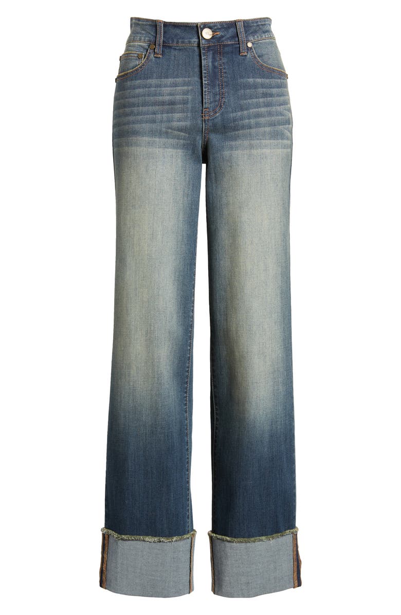 1822 Denim Cuffed Raw Hem Straight Leg Jeans, Alternate, color,