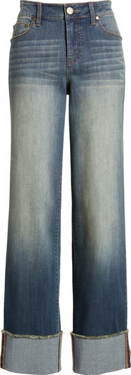 1822 Denim Cuffed Raw Hem Straight Leg Jeans Nordstrom
