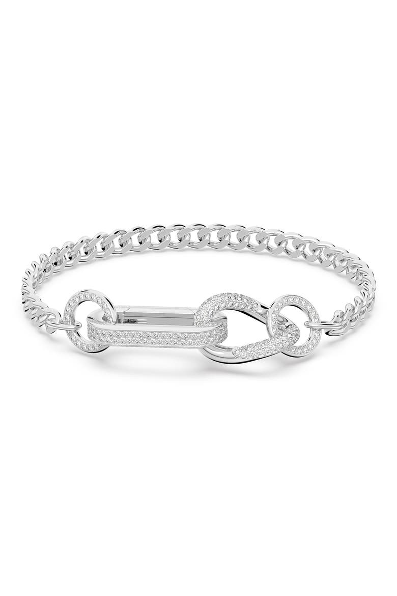 Dextera Pavé Swarovski Crystal Chain Bracelet, Main, color, WHITE/ SILVER