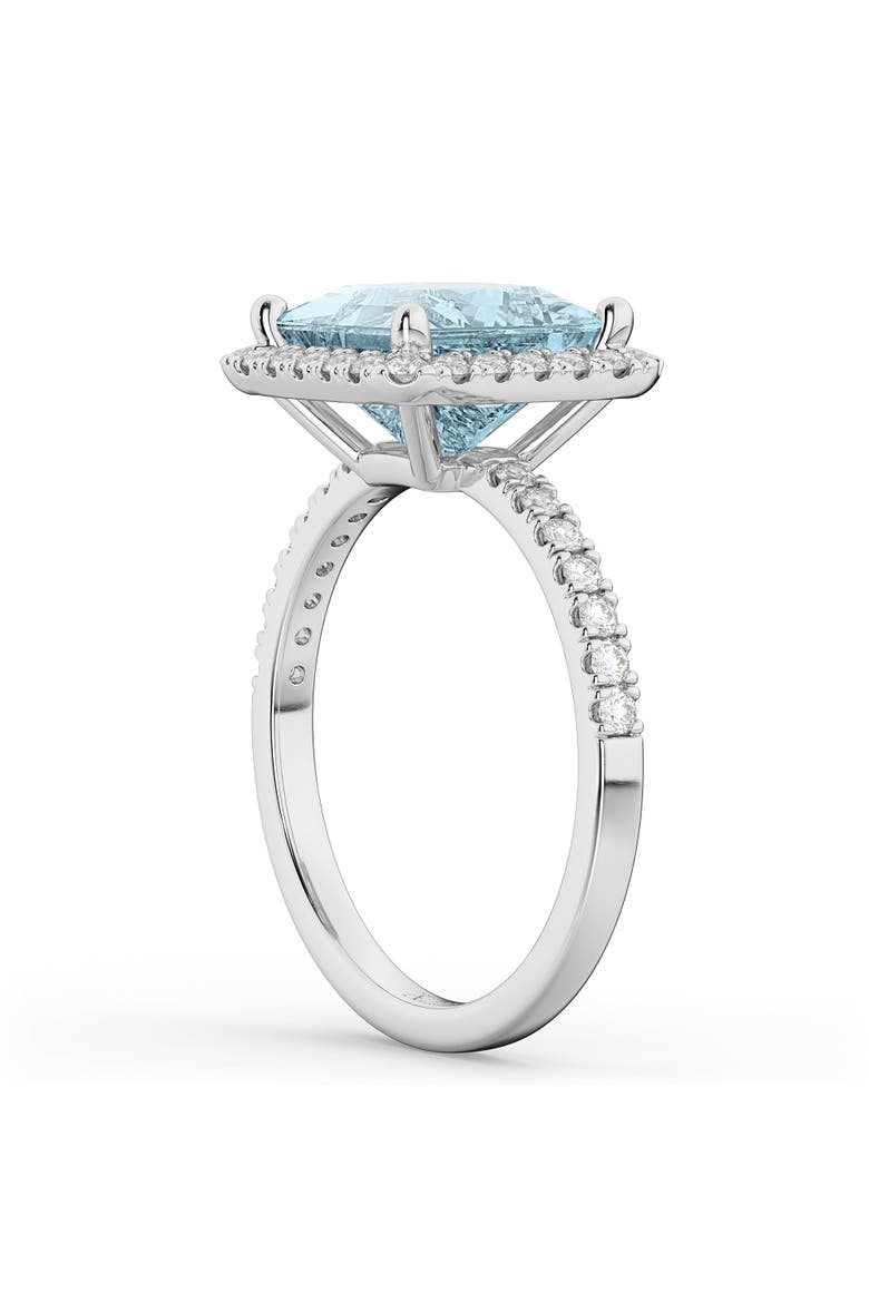 Princess Halo Aquamarine & Diamond Engagement Ring 14K, Alternate, color, 3.47ct/White Gold