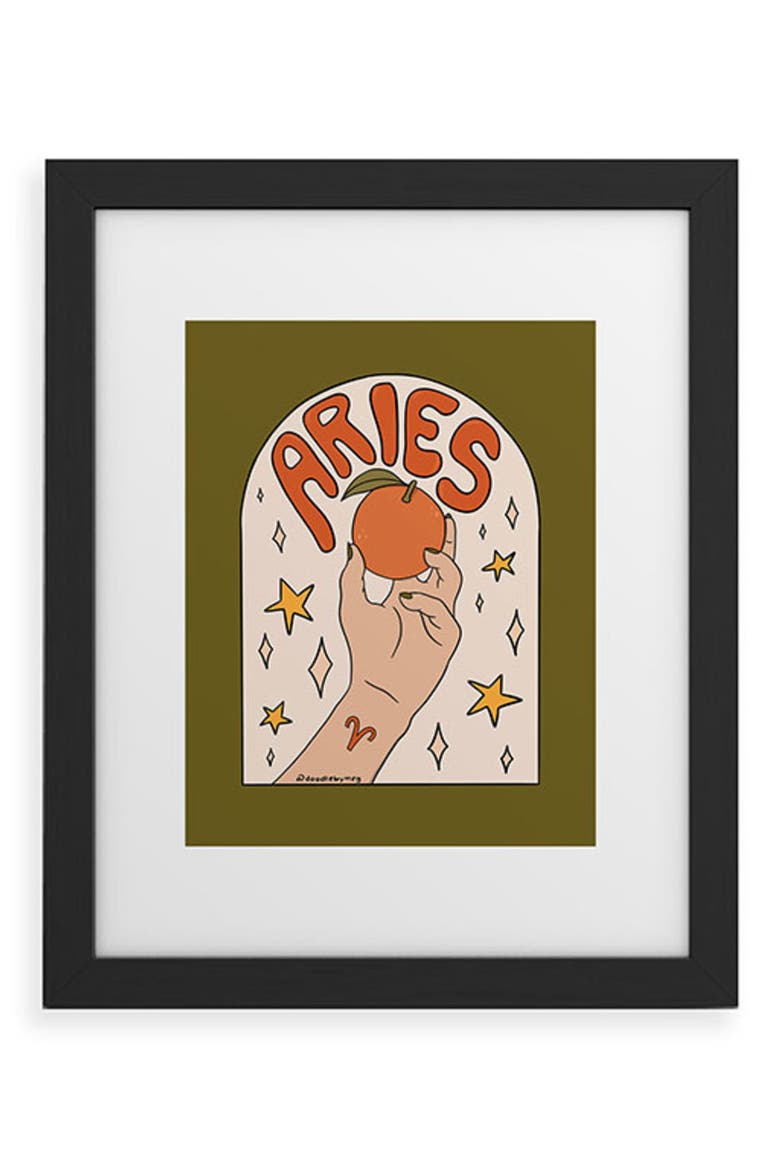 Aries Orange Framed Wall Art, Main, color, BLACK FRAME 8X10