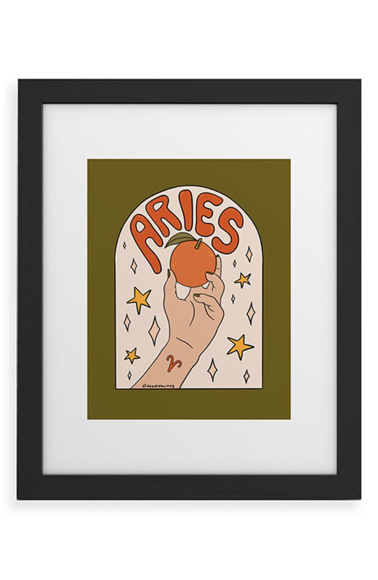 Deny Designs Aries Orange Framed Wall Art, Main, color, 