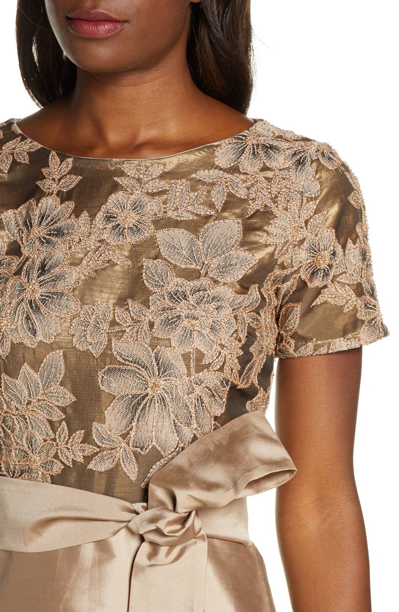 Pisarro Nights Beaded Taffeta Gown, Alternate, color, Gold