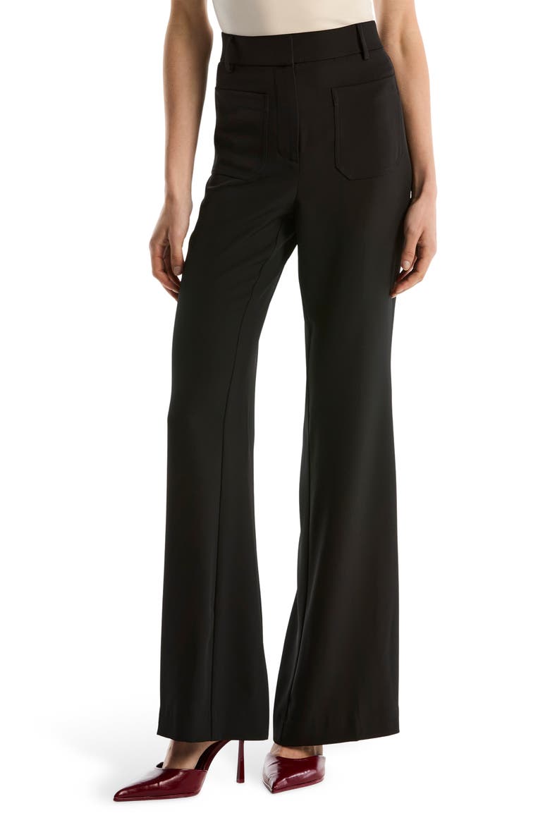 Patch Pocket Flare Leg Pants, Main, color, BLACK