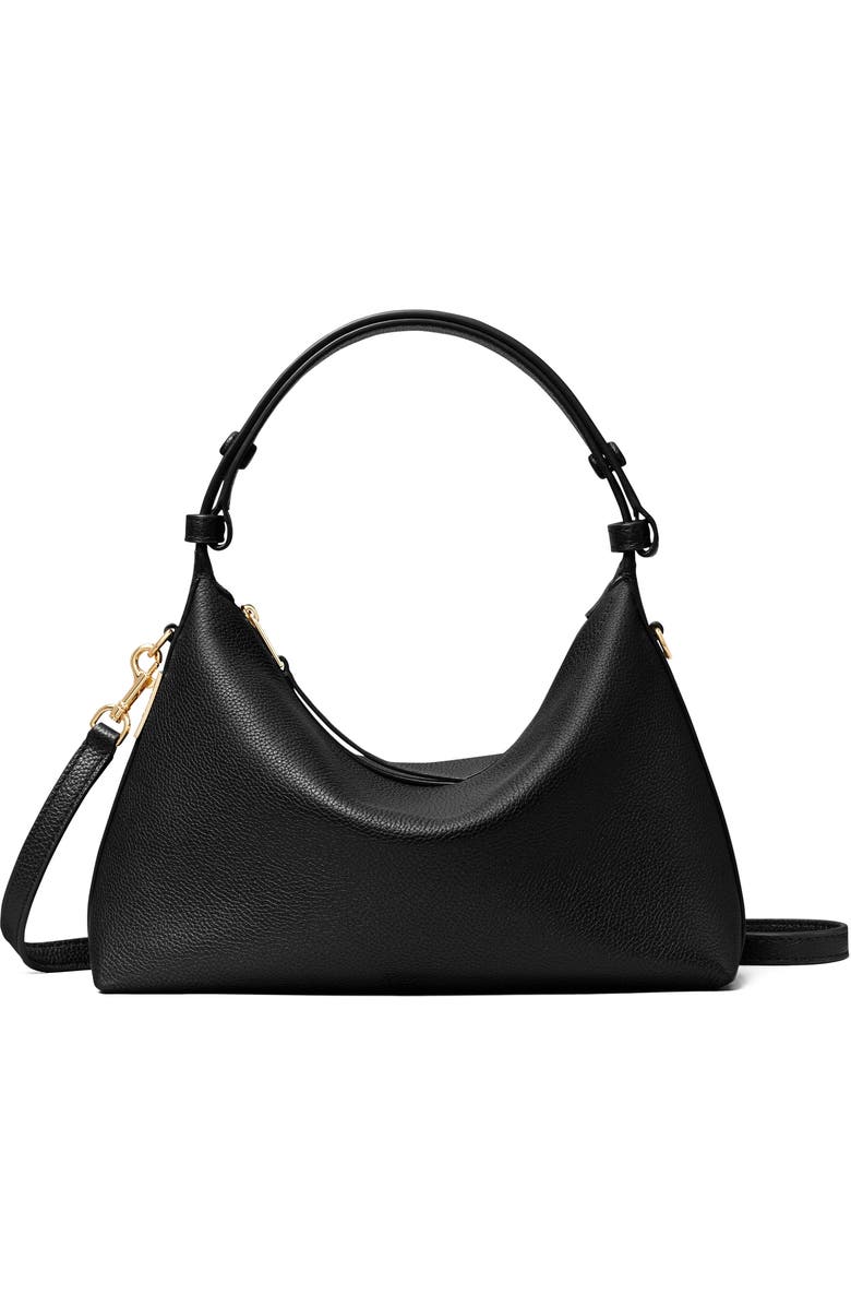 Tory Burch Mellow Leather Shoulder Bag, Main, color, Black
