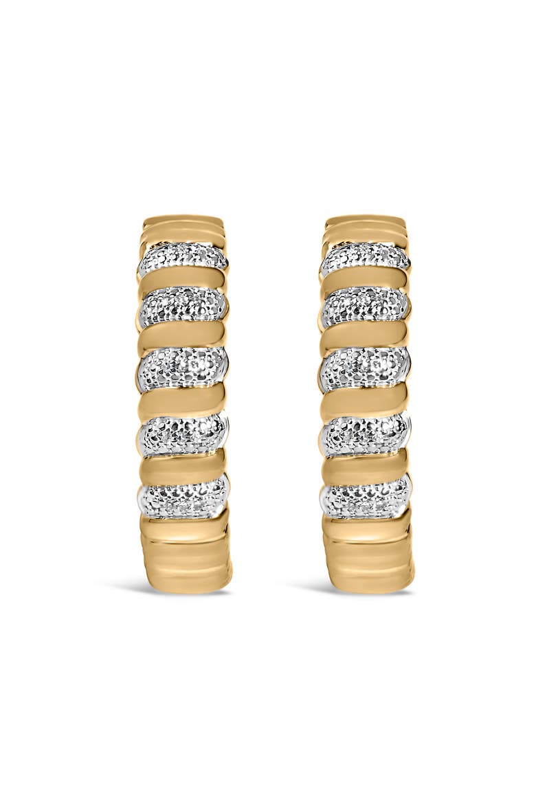 Gold Vermeil 1/10 Cttw Diamond Ribbed Design Hoop Earrings, Main, color, Silver