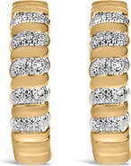 Haus of Brilliance Gold Vermeil 1/10 Cttw Diamond Ribbed Design Hoop Earrings