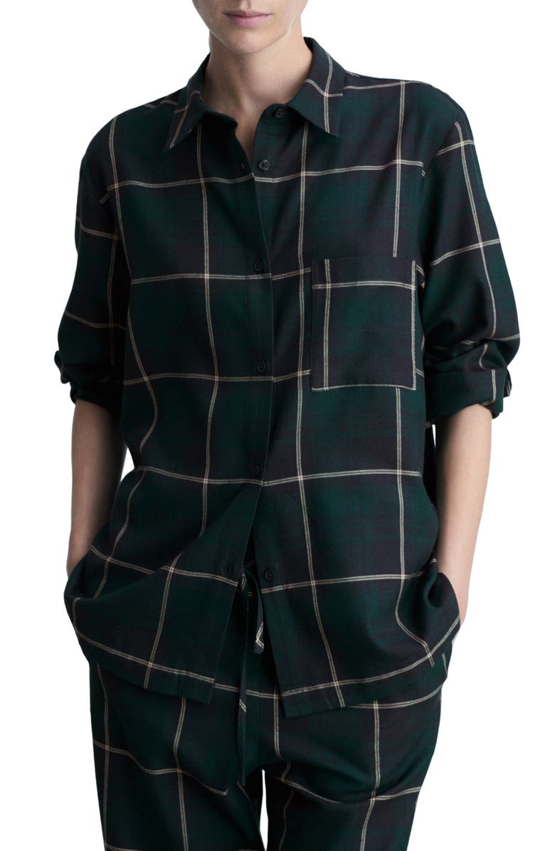 MANGO Check Flannel Pajama Shirt, Main, color, 