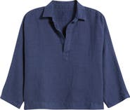 Frank & Eileen Gabi Crop Linen Popover Shirt