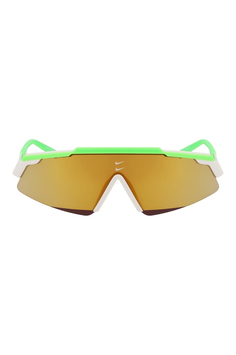 Marquee M 66mm Oversize Shield Sunglasses, Main, color, GREEN STRIKE/ BRONZE MIRROR