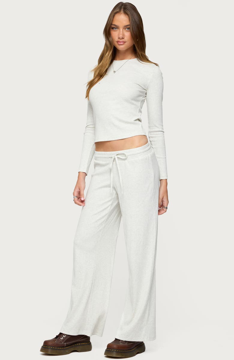 EDIKTED Cicilia Rib Drawstring Pants, Alternate, color, Gray-Melange