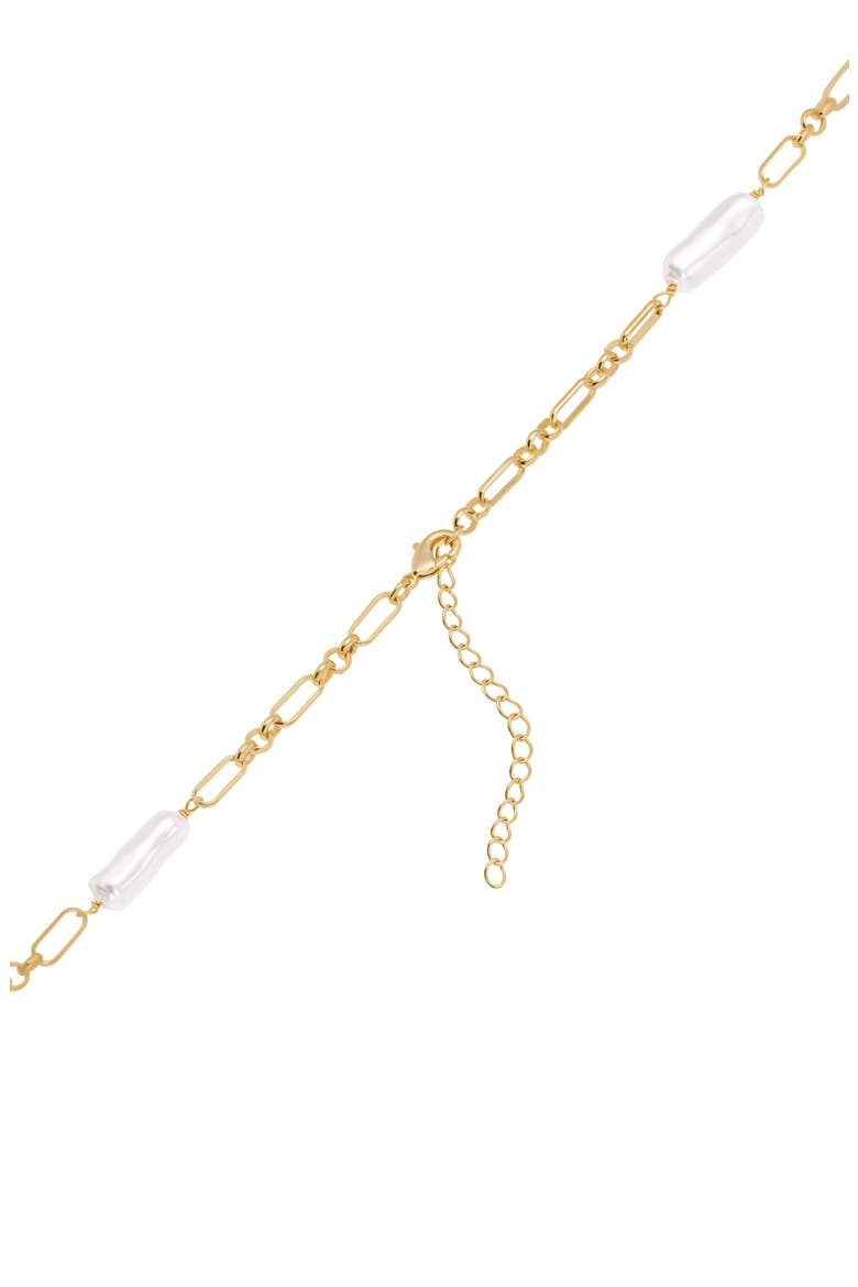Faux Pearl Paper Clip Chain Necklace, Alternate, color, GOLD