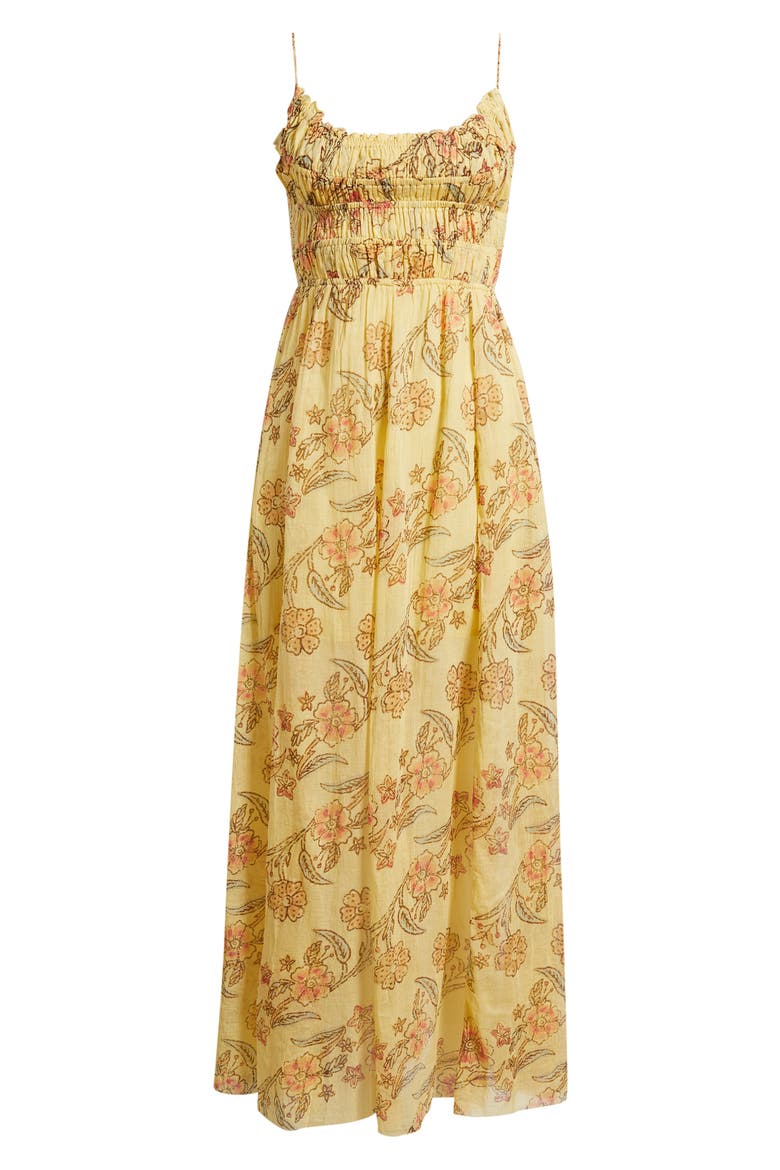 Ciella Floral Cotton Maxi Dress, Alternate, color, VANILLA CUSTARD COMBO