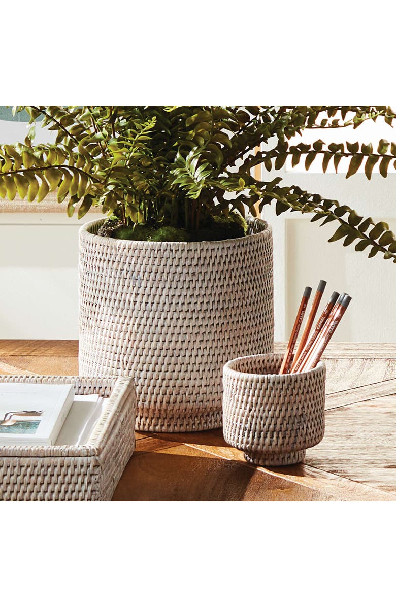 Napa Home & Garden BURMA RATTAN CACHEPOTS SMALL Set of 2, Alternate, color, White