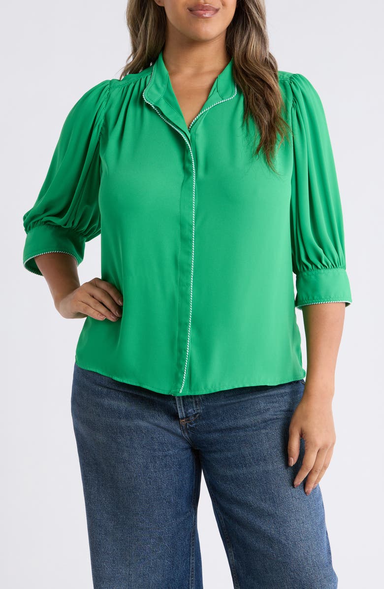 CeCe Pearce Trim Top, Main, color, Vibrant Kelly