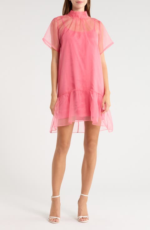 Berny Mock Neck Organza Minidress