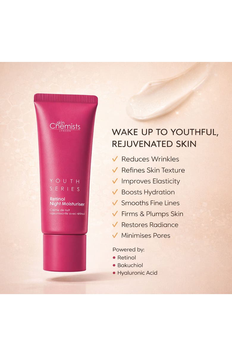 SKINCHEMISTS Retinol Bakuchiol Anti-Ageing Night Moisturiser 50ml for Fine Lines, Wrinkles, Firmness & Radiance, Alternate, color, White