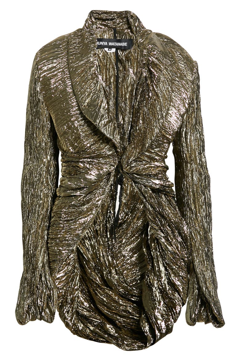 Crinkled Metallic Taffeta Jacket, Alternate, color, GOLD/ BLACK
