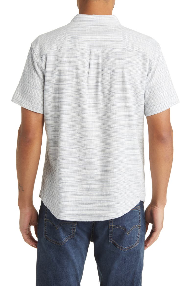 Stripe Short Sleeve Selvage Button-Up Shirt, Alternate, color, BLUE MINI STRIPE