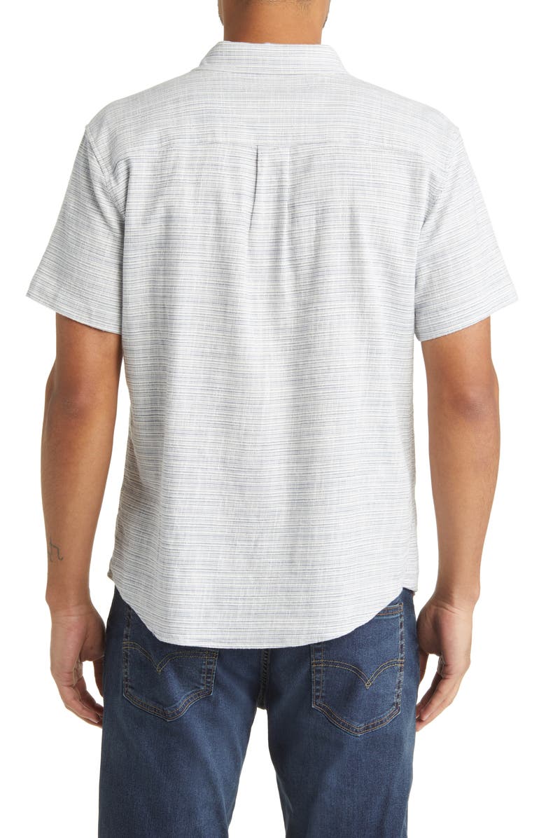 Marine Layer Stripe Short Sleeve Selvage Button-Up Shirt, Alternate, color, Blue