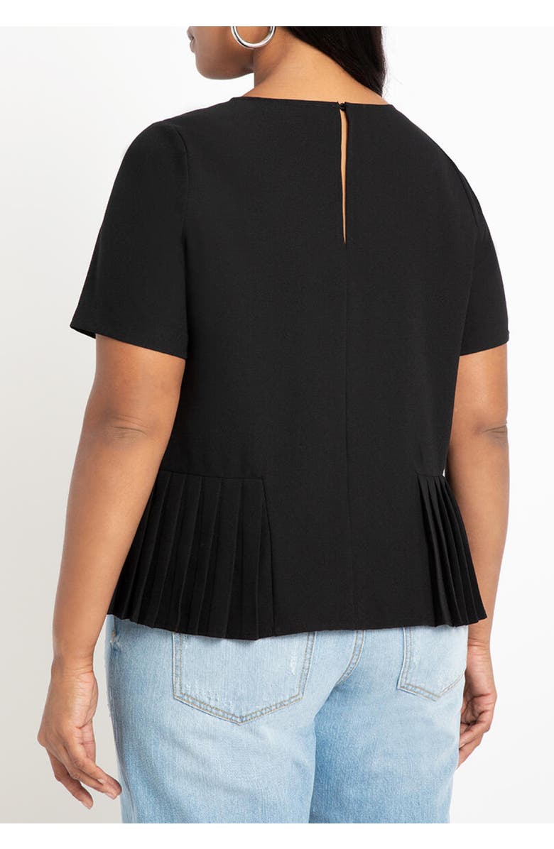 ELOQUII Pleated Hem Top, Alternate, color, Totally Black