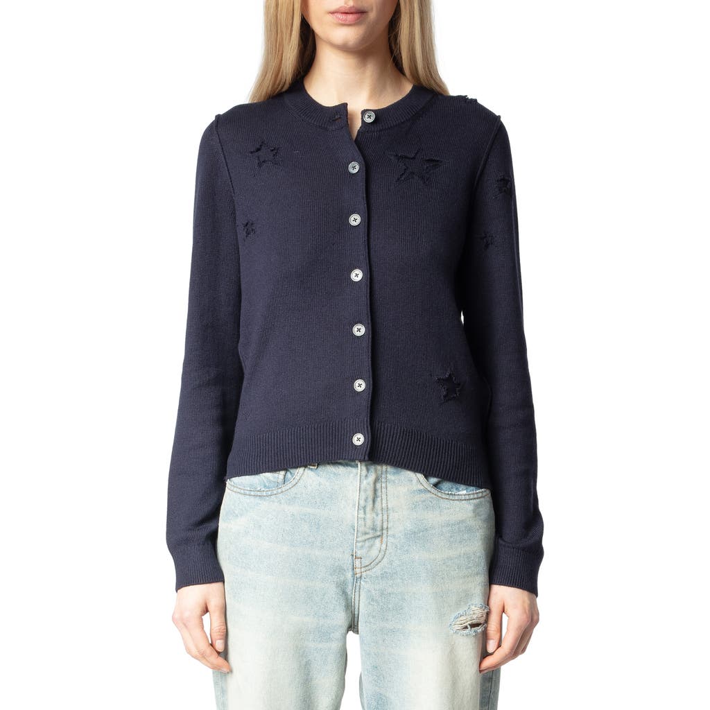 Zadig & Voltaire Alpha Seco Stars Silk & Cashmere Cardigan In Encre