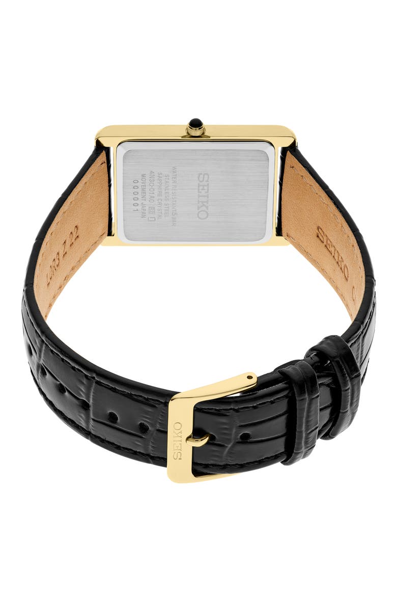 Essentials Croc Embossed Leather Strap Watch, Alternate, color, WHITE/ YELLOW GOLD