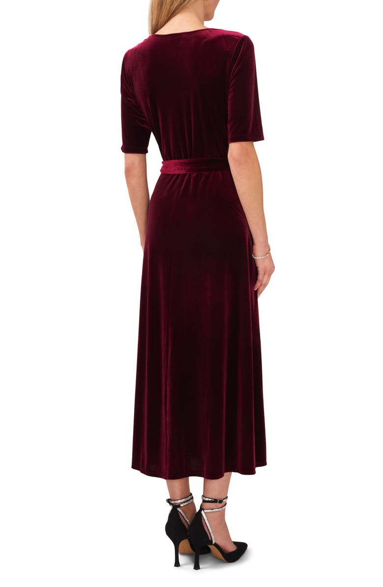 Chaus Tie Waist Velvet Midi Dress, Alternate, color,