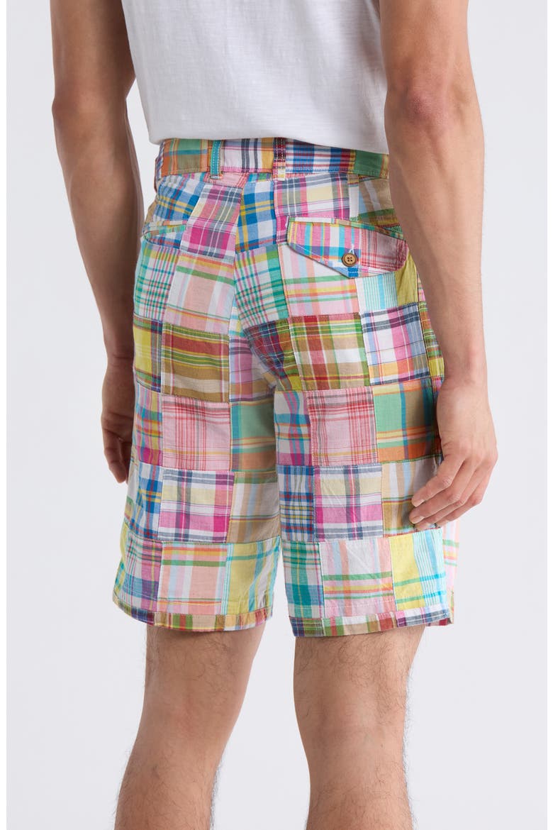 Patchwork Madras Flat Front Shorts, Alternate, color, PINEAPPLE