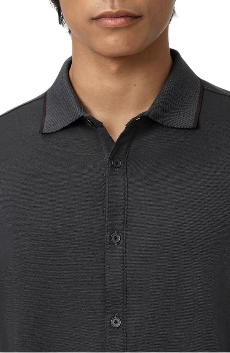 John Varvatos Drewce Bird's Eye Button-Up Shirt, Alternate, color, Charcoal