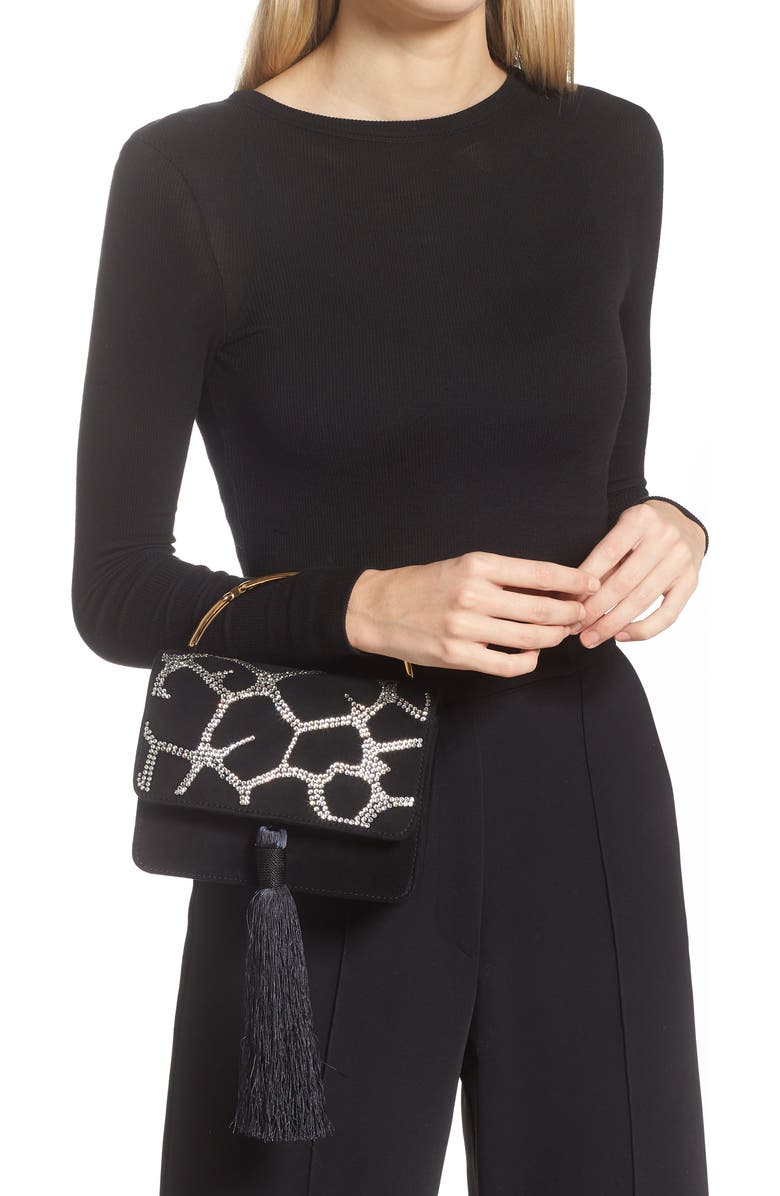 Bienen Davis x Aureta Lynx Crystal Embellished Top Handle Bag, Alternate, color,