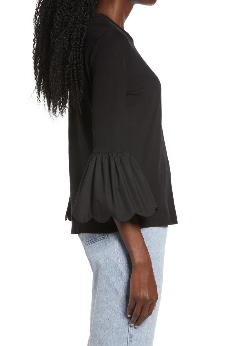 English Factory Scallop Bell Sleeve T-Shirt, Alternate, color,