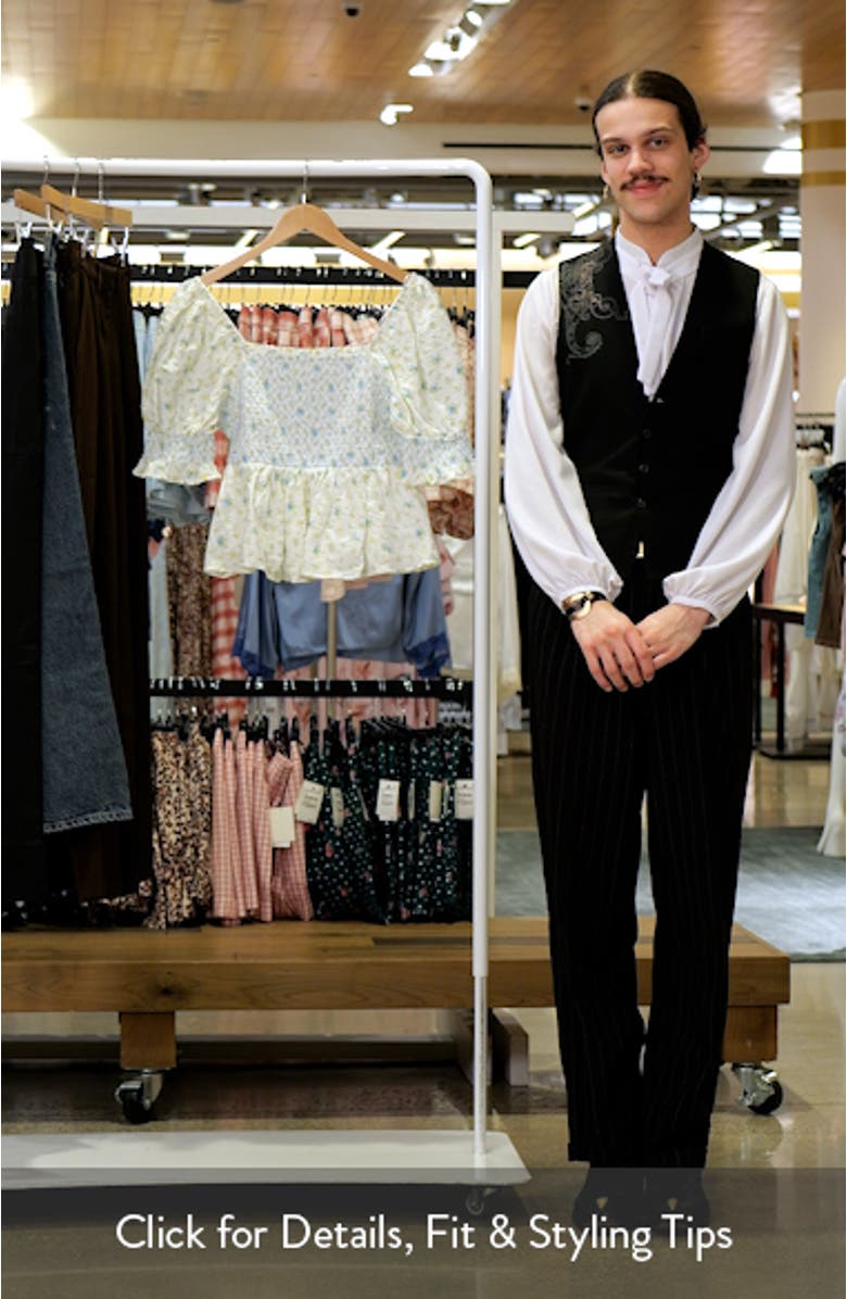 Floral Print Puff Sleeve Peplum Blouse, sales video thumbnail