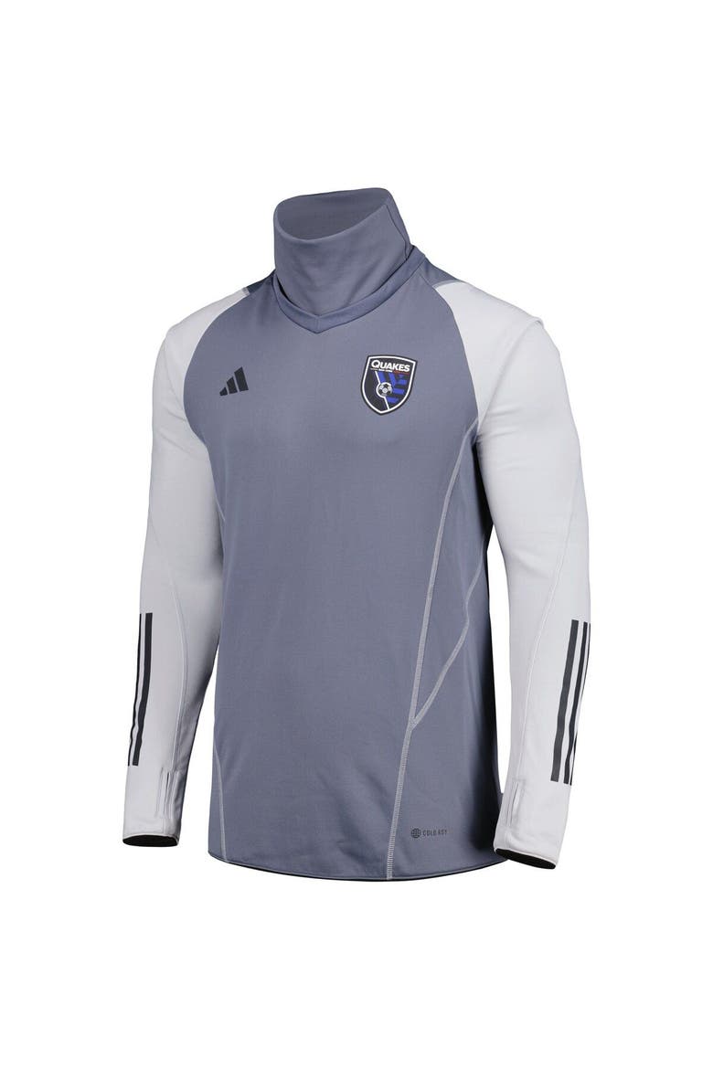 Men's adidas Gray San Jose Earthquakes Warm Raglan COLD.RDY Top, Alternate, color, Gray