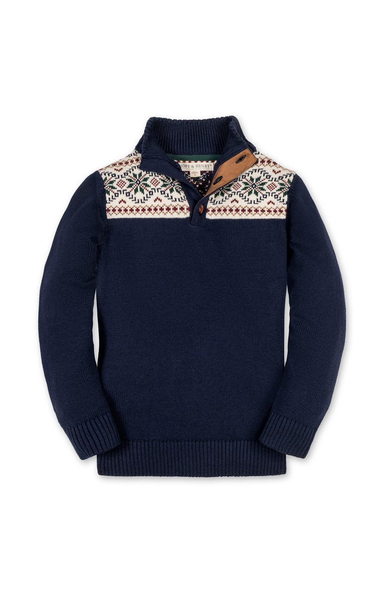 Hope & Henry Kids' Organic Mock Neck Intarsia Sweater, Main, color, 