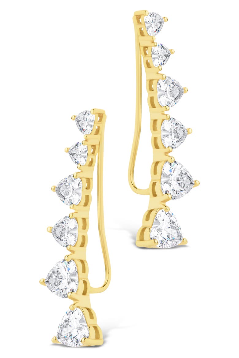 Jillian Cubic Zirconia Heart Threader Earrings, Alternate, color, GOLD
