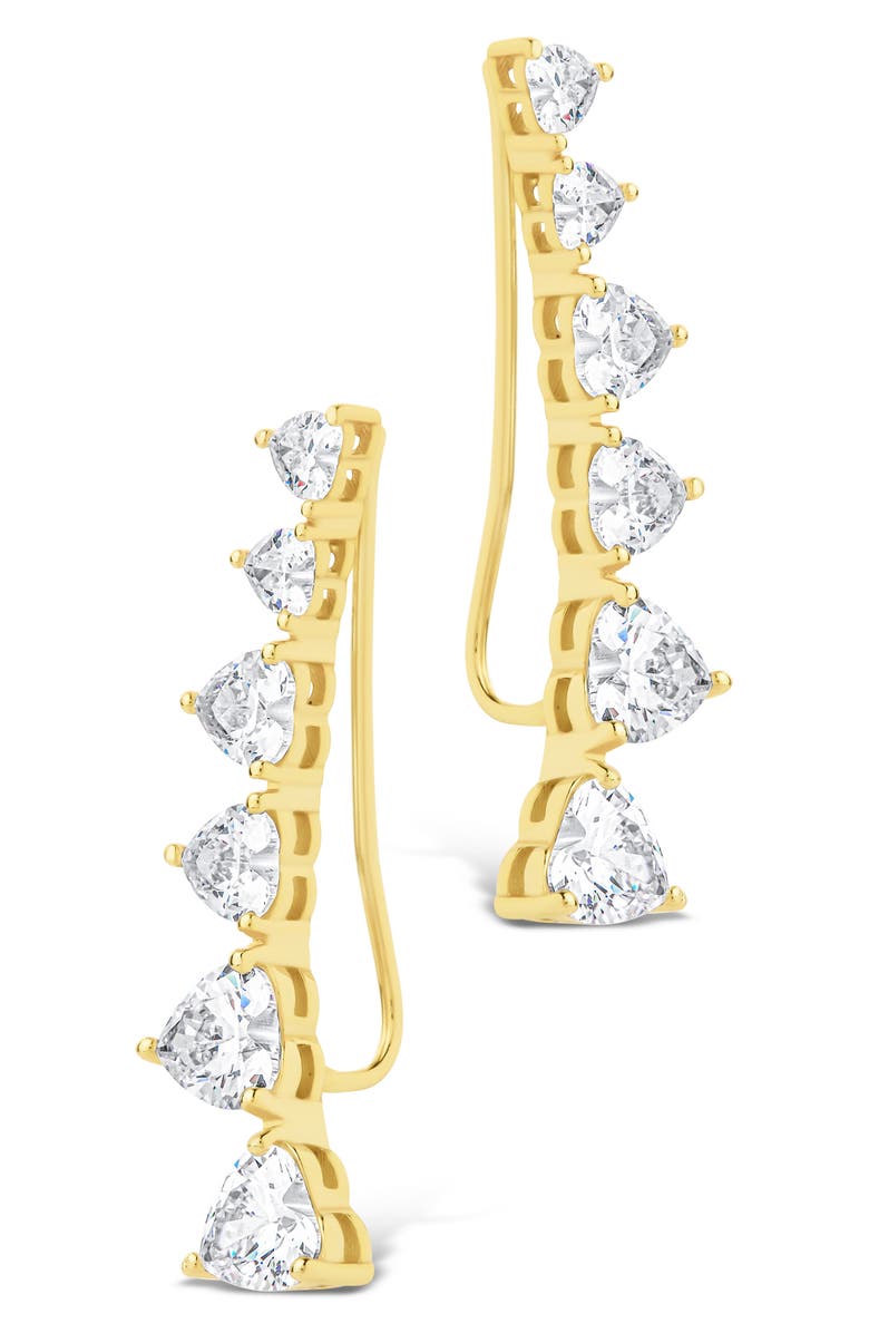 Sterling Forever Jillian Cubic Zirconia Heart Threader Earrings, Alternate, color, Gold