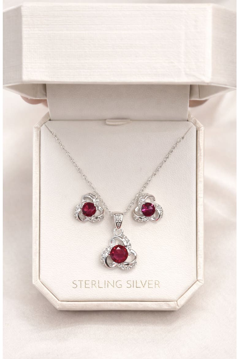 Cubic Zirconia Stud Earring & Pendant Necklace Set, Main, color, SILVER PLATED