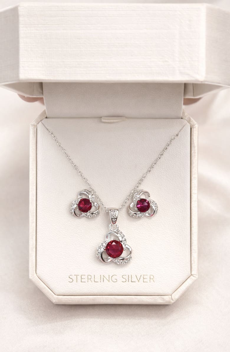 BEST SILVER Cubic Zirconia Stud Earring & Pendant Necklace Set, Main, color,