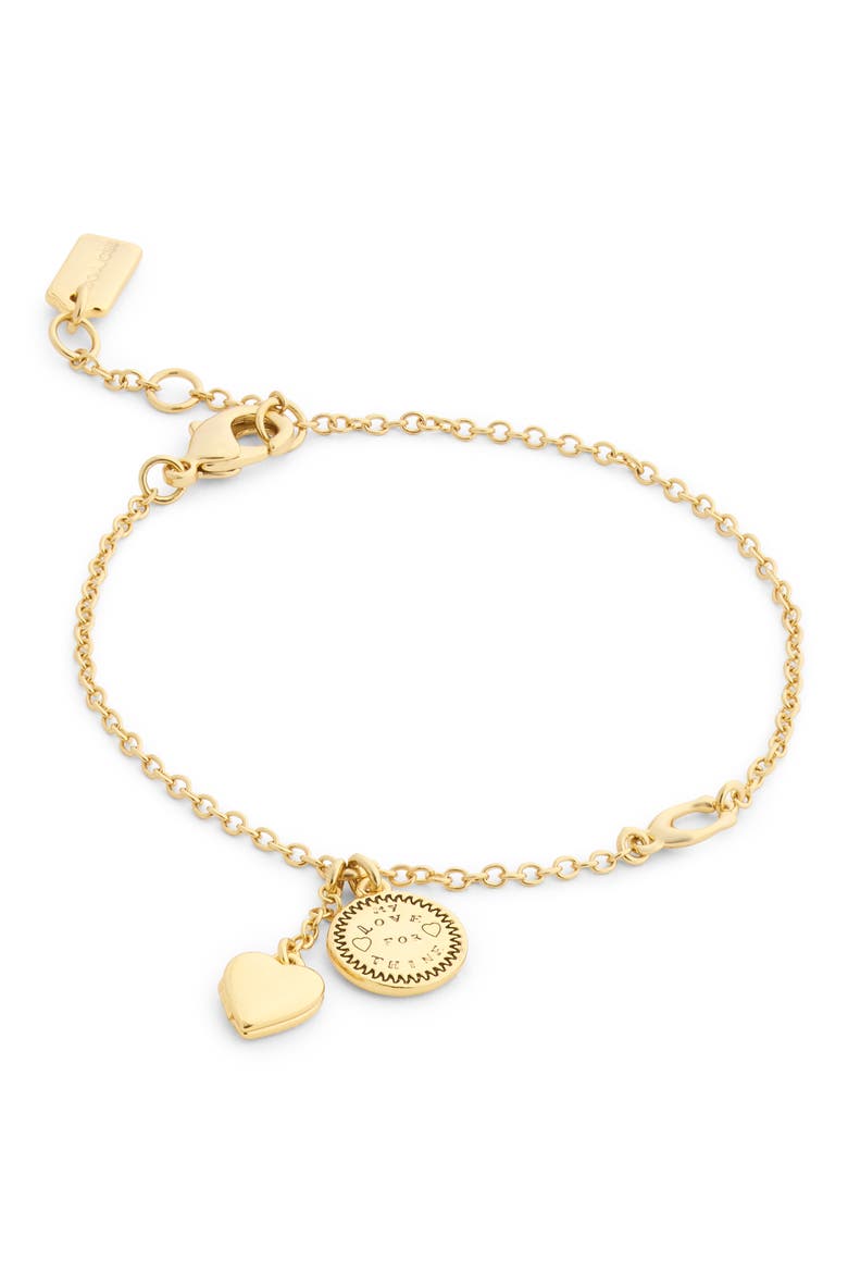 Heritage Charm Coin Heart Bracelet, Alternate, color, GOLD