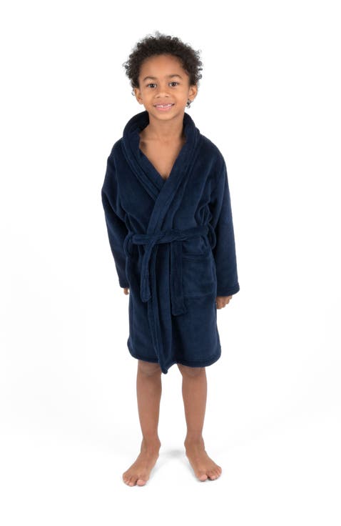 Kids Fleece Robe, Shawl Collar, Solid Colors