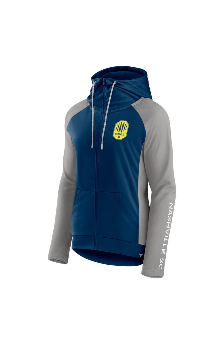 FANATICS Women's Fanatics Navy/Gray Nashville SC Iconic Raglan Full-Zip Hoodie Jacket, Alternate, color, Navy