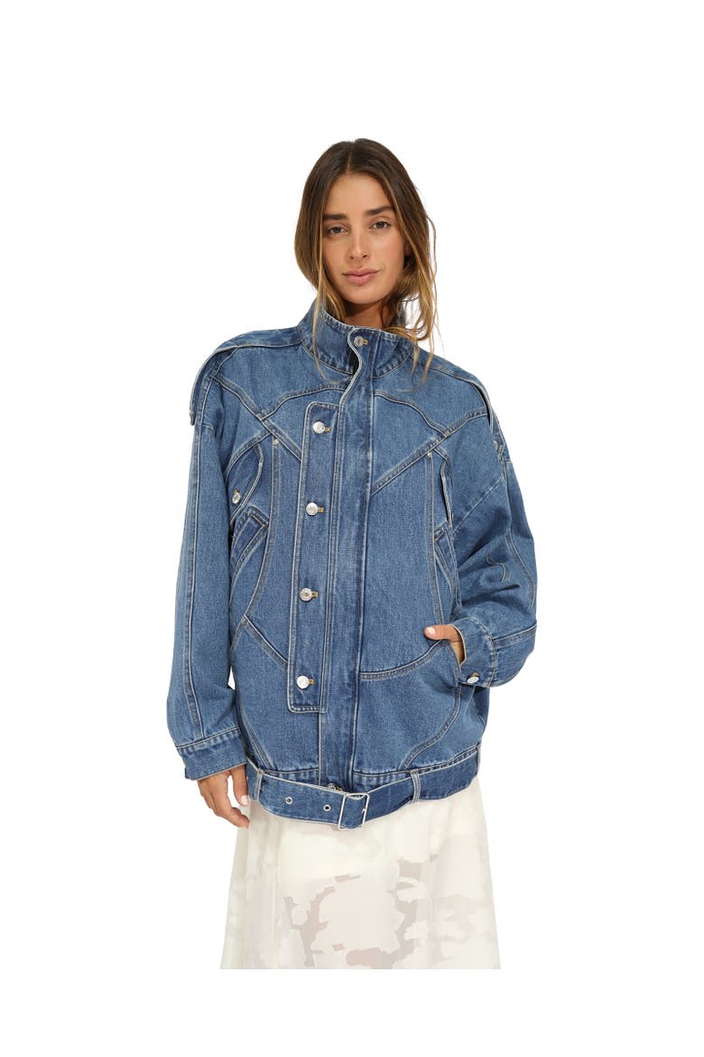 Downtown Denim Oversized Jacket, Main, color, Dark Blue