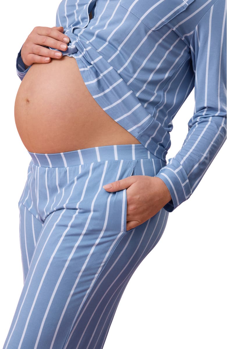 Kindred Bravely Clea Classic Long Sleeve Maternity & Nursing Pajama, Alternate, color, Vintage Blue