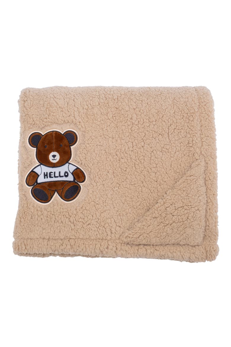 Teddy Bear Reversible Fleece Baby Blanket, Main, color, COTTON CANDY PINK