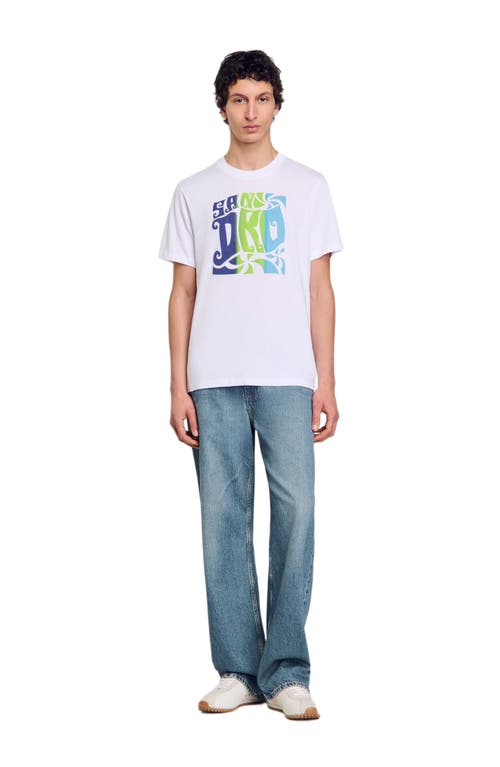Sandro Mens Naturels Branded-print Short-sleeved Cotton-jersey T-shirt In White