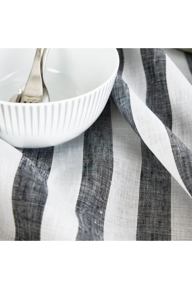 Linen Table Runner - Sorrento Stripe, Alternate, color, Black and White